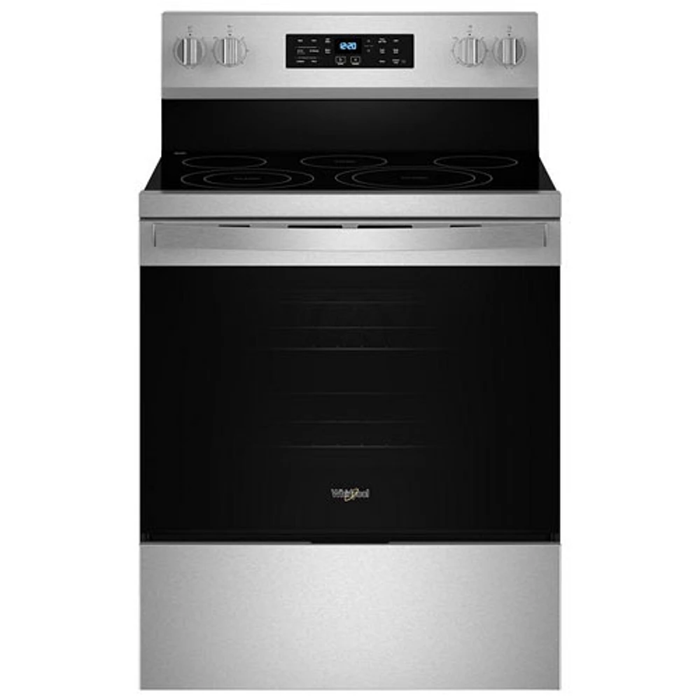 Boîte ouverte - Cuisinière électrique avec friture à air chaud et ventilateur à convection 5,3 pi³ 30 po de Whirlpool - Inox