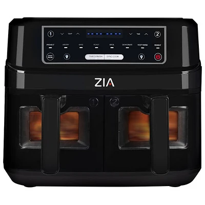 Friteuse à air chaud à deux paniers 8-en-1 SmartCrisp de ZIA - 9 L/9 pte - Noir
