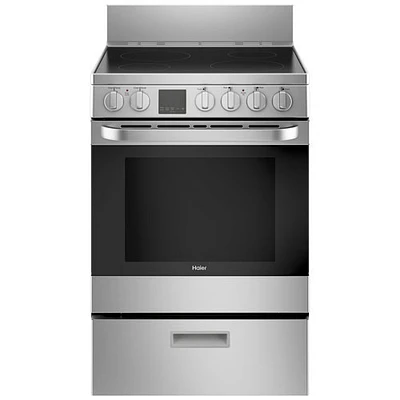Boîte ouverte - Cuisinière électrique à convection à surface lisse 2,9 pi³ 24 po de Haier (QCAS740RMSS) - Parfait état