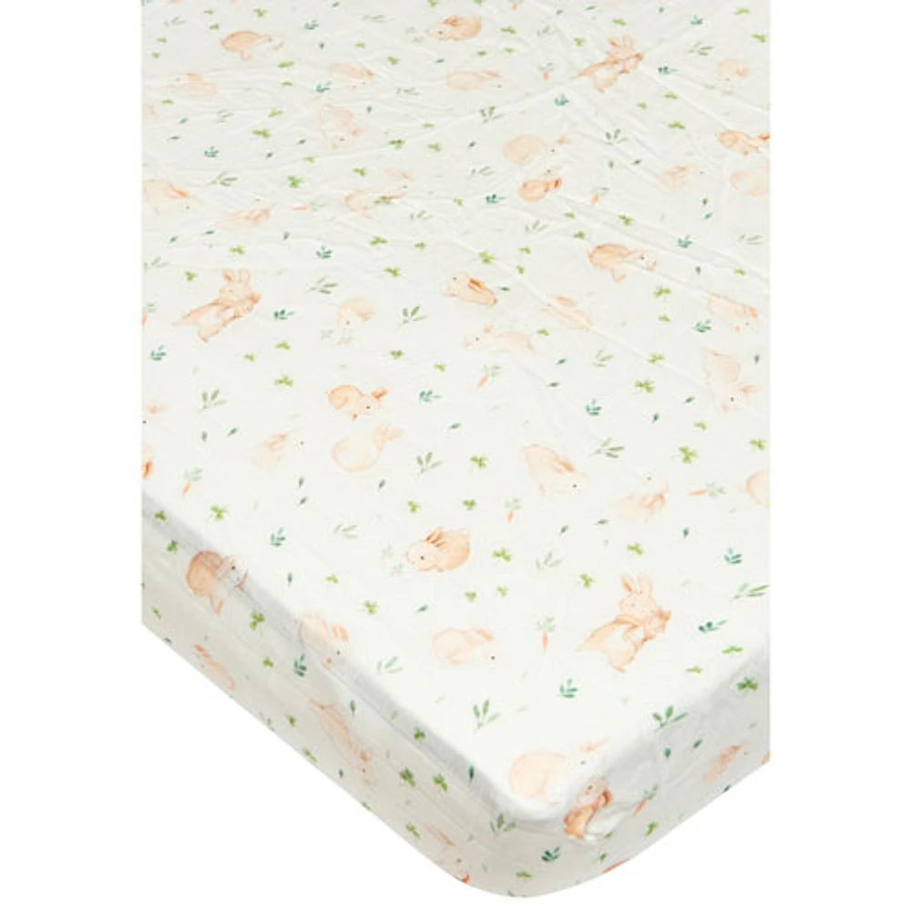 Loulou Lollipop Muslin Sheet - Crib - Bunny Meadow
