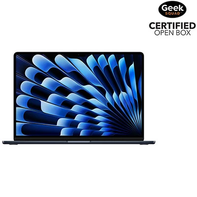 Boîte ouverte - MacBook Air 15,3 po Touch ID Apple (automne 2024) - Minuit (M3 Apple/RAM Go/SSD Go