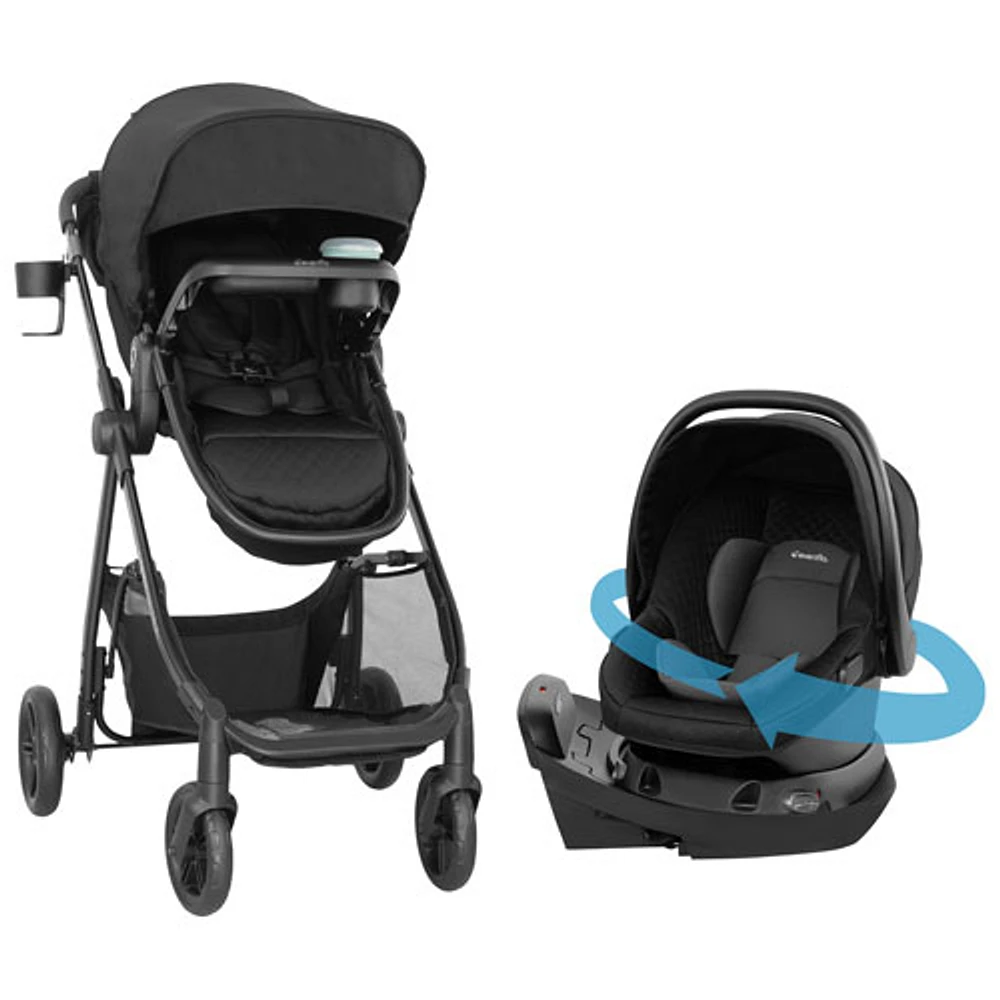 Evenflo Omni Ultra Travel System with Revolve180 LiteMax NXT Rotational Infant Car Seat - Caviar Black