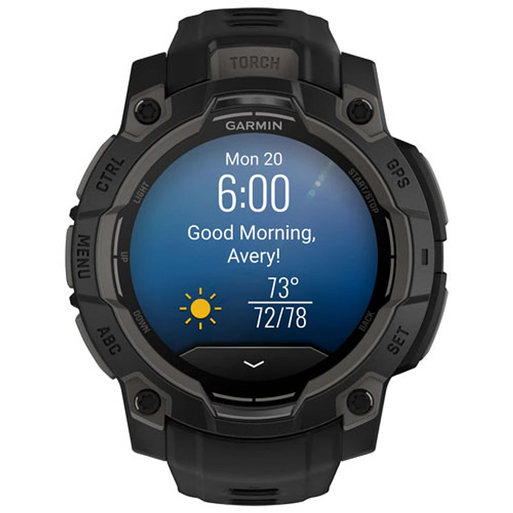 Montre intelligente multisport Bluetooth de 45 mm Instinct 3 AMOLED de Garmin - Noir