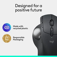 Logitech MX Ergo S Plus Advanced Ergonomic 2048 DPI Wireless Trackball Mouse - Graphite
