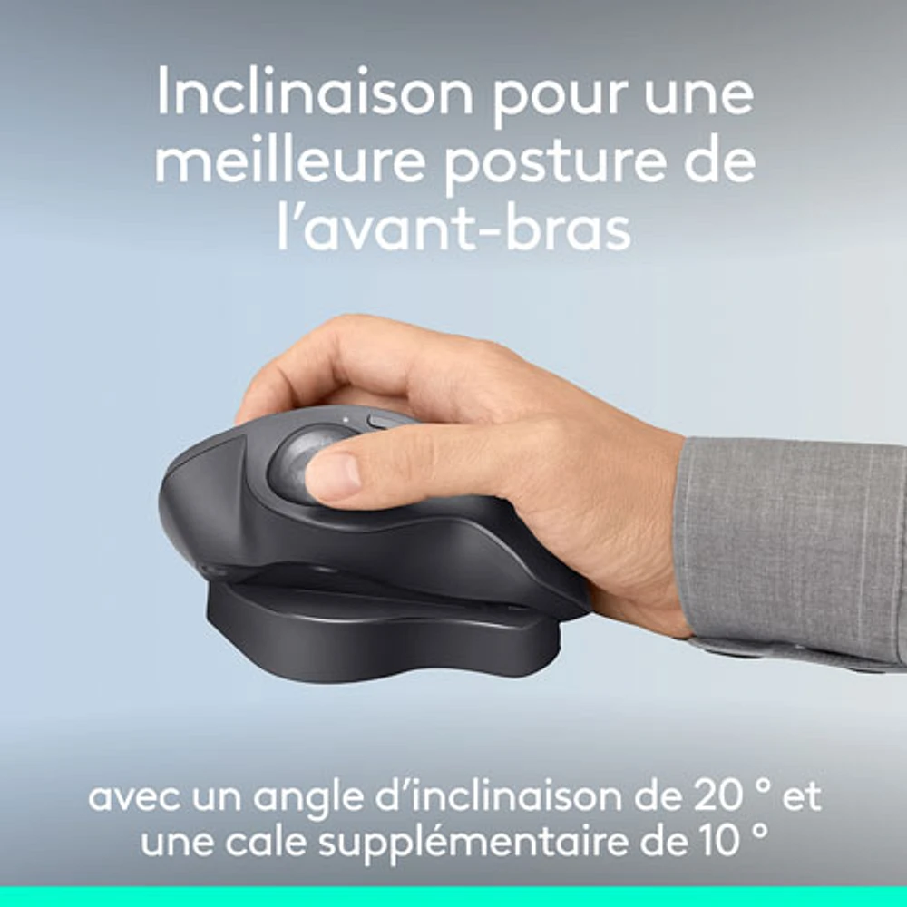 Logitech MX Ergo S Plus Advanced Ergonomic 2048 DPI Wireless Trackball Mouse - Graphite