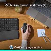 Logitech MX Ergo S Plus Advanced Ergonomic 2048 DPI Wireless Trackball Mouse - Graphite