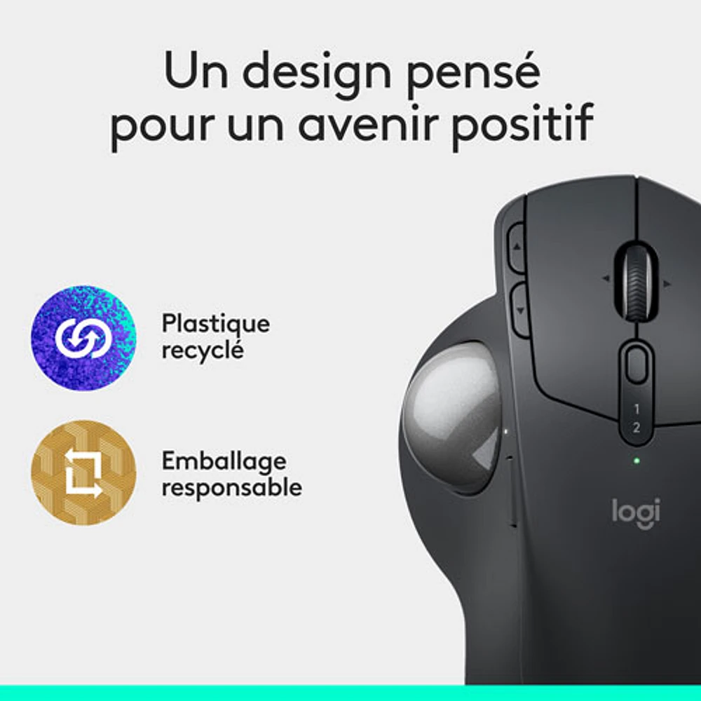 Logitech MX Ergo S Plus Advanced Ergonomic 2048 DPI Wireless Trackball Mouse - Graphite