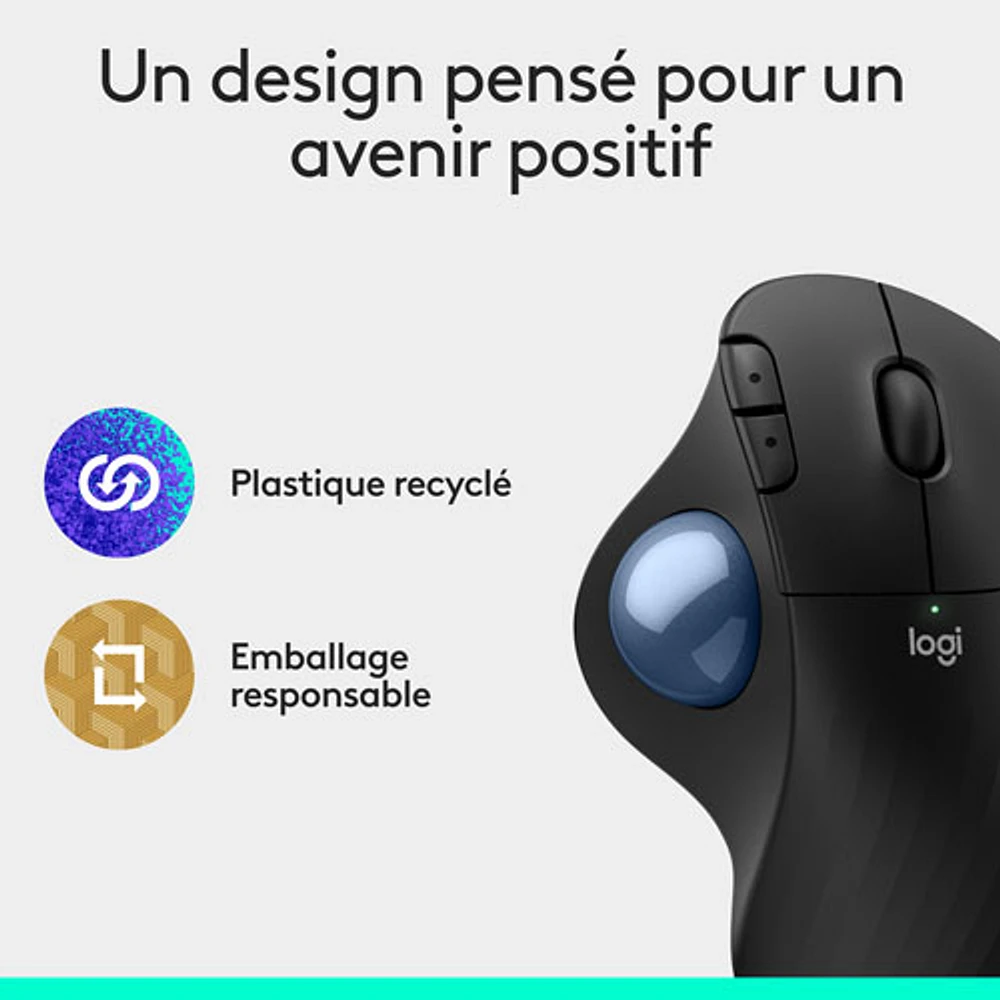 Logitech Ergo M575S Ergonomic 2000 DPI Wireless Trackball Mouse - Black
