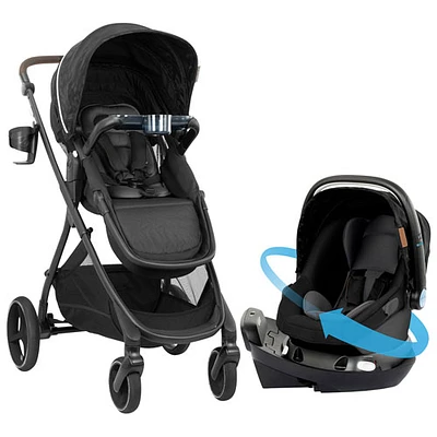 Système de voyage Shyft Intuiti d'Evenflo avec siège d'auto pour bébé Revolve180 LiteMax NXT SensorySoothe - Noir