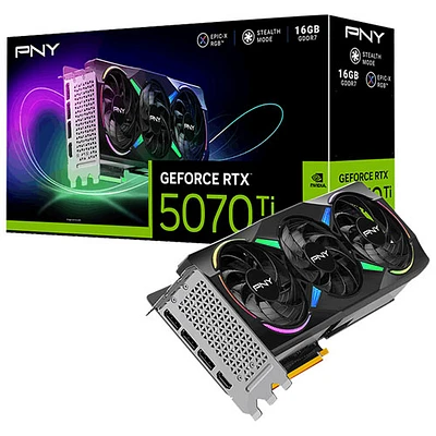 Carte graphique GeForce RTX 5070 Ti ARGB Epic-X RGB OC trois ventilateurs GDDR7 16 Go de PNY