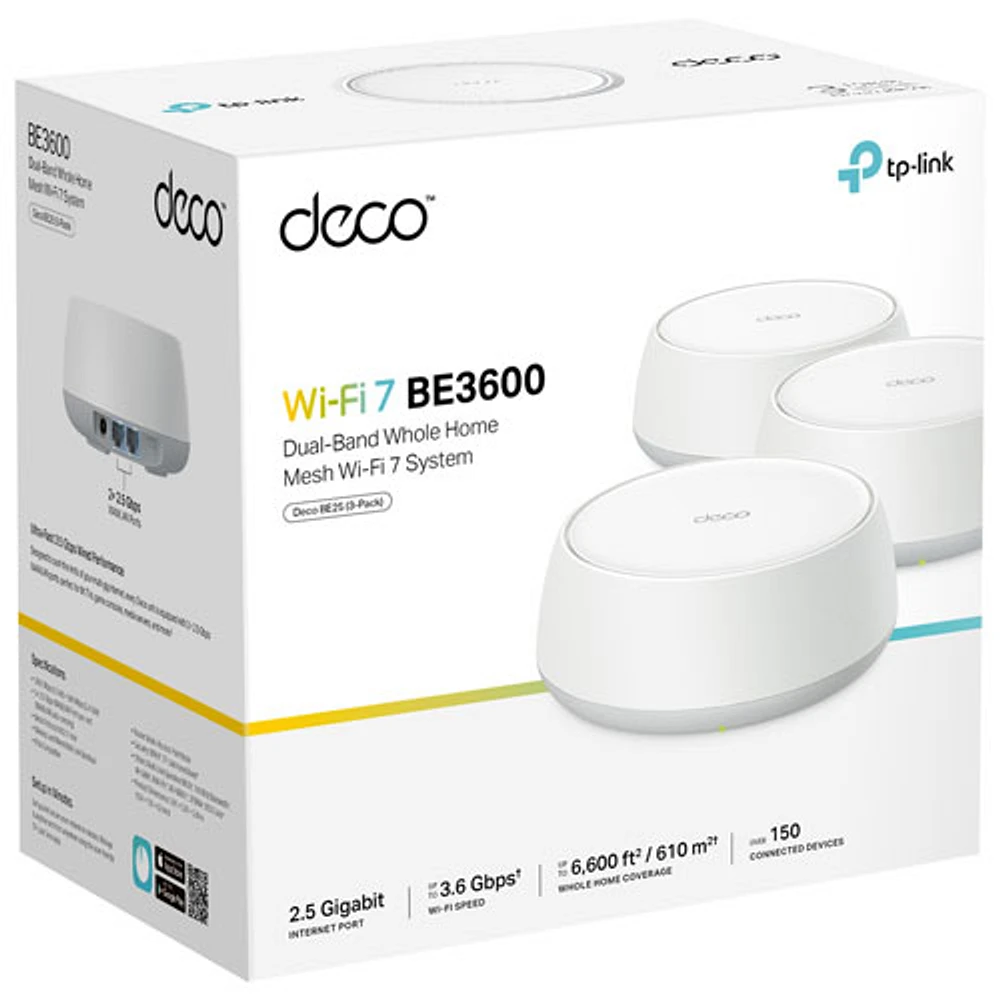 Système Wi-Fi 7 maillé de maison intégrale Deco BE25 BE3600 de TP-Link - Ensemble de 3