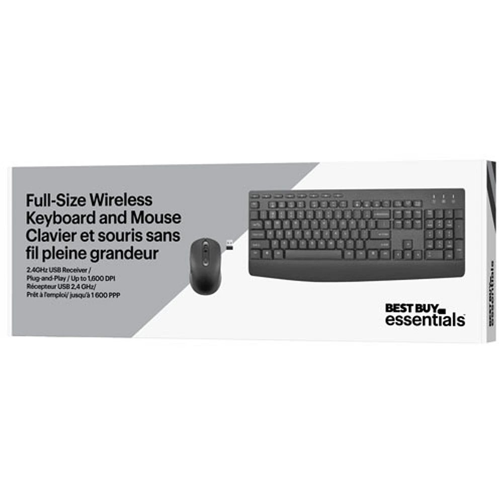 Ensemble clavier et souris ergonomiques sans fil 2,4G de Best Buy Essentials - Anglais