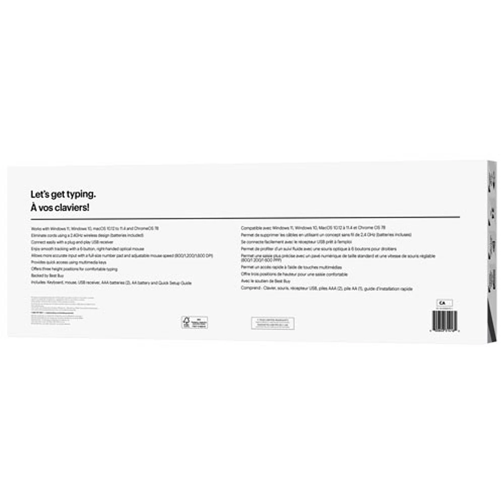 Ensemble clavier et souris ergonomiques sans fil 2,4G de Best Buy Essentials - Anglais