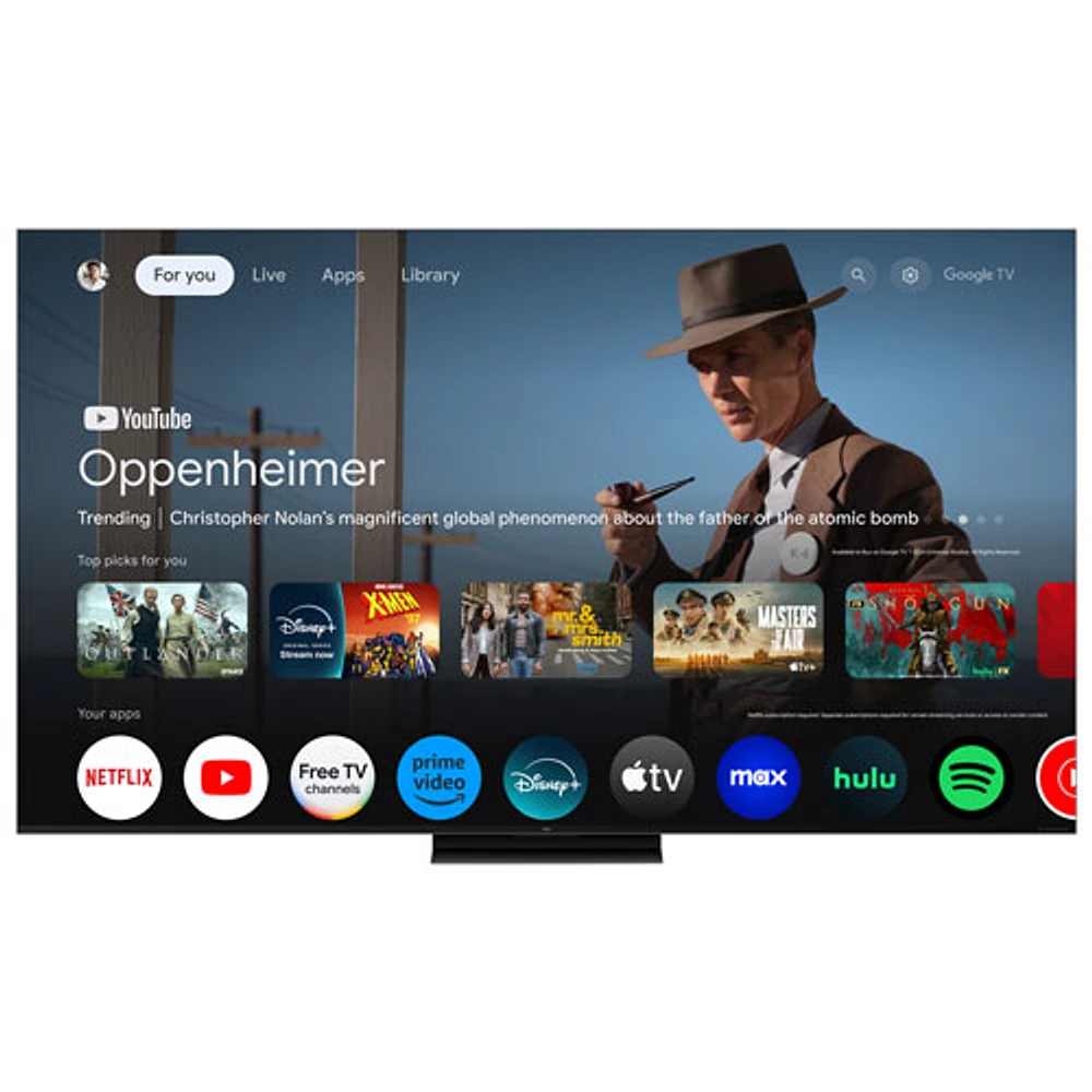 Téléviseur intelligent Google QD mini-DEL HDR UHD 4K de 85 po série QM7K de 85 po de TCL (85QM7K) - 2025