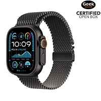 Boîte ouverte - Apple Watch Ultra 2 (GPS + cellulaire) avec boîtier de 49 mm en titane noir et bracelet milanais en titane noir - Petit