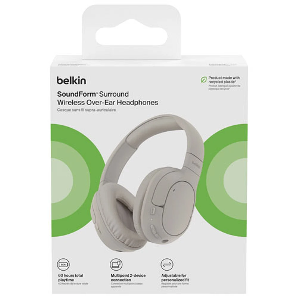 Casque d'écoute 100 % sans fil à isolation sonore SoundForm Surround de Belkin - Sable