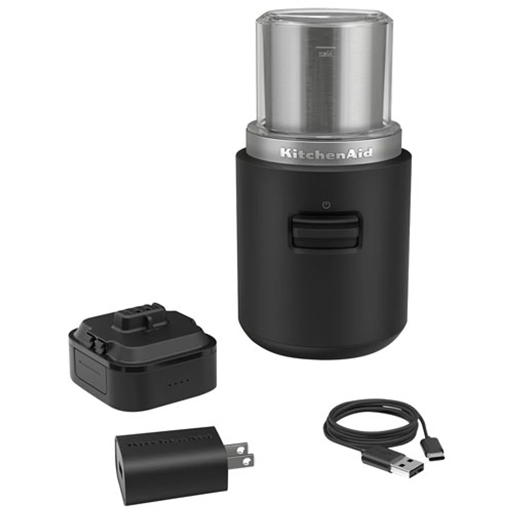 KitchenAid Go Cordless Blade Coffee Grinder with Battery - Black Matte