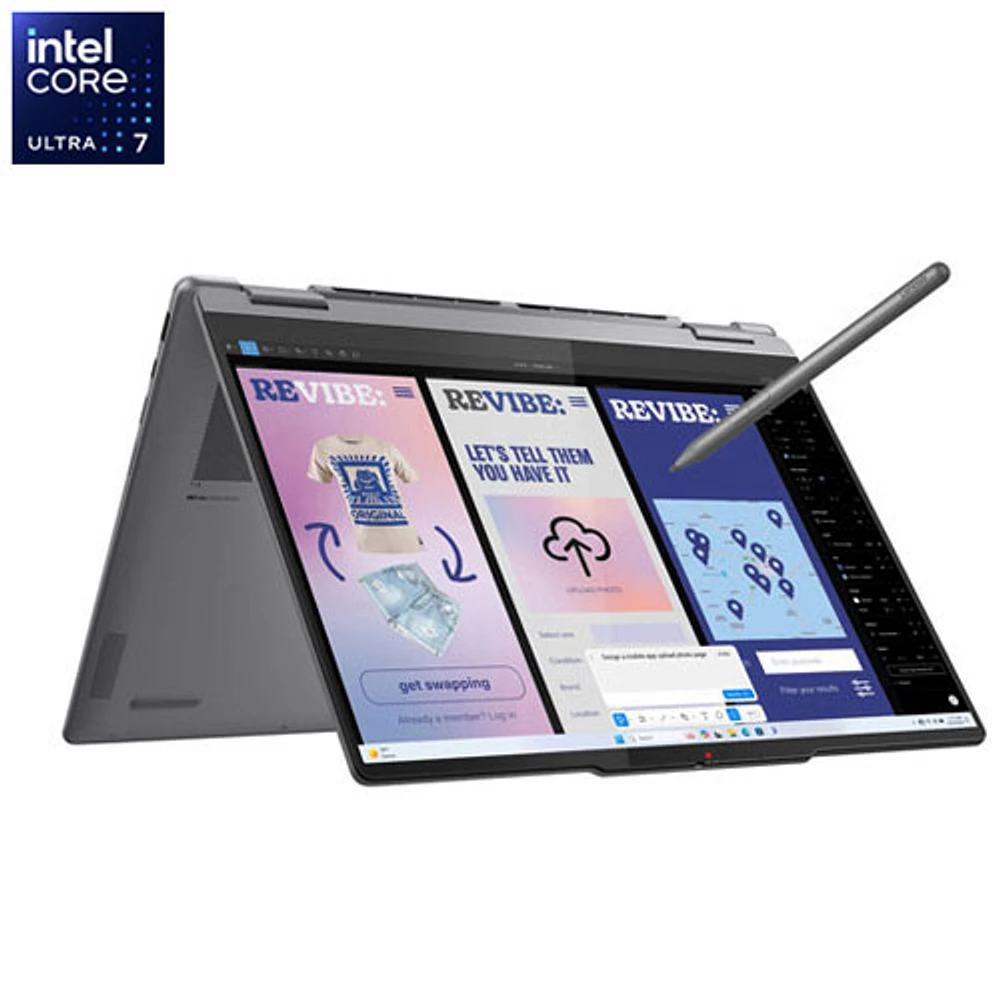 Lenovo Yoga 7i 14" OLED Touchscreen 2-in-1 Copilot+ PC Laptop - Luna Grey (Intel Core Ultra 7 256V/16GB RAM/1TB SSD/Win11)