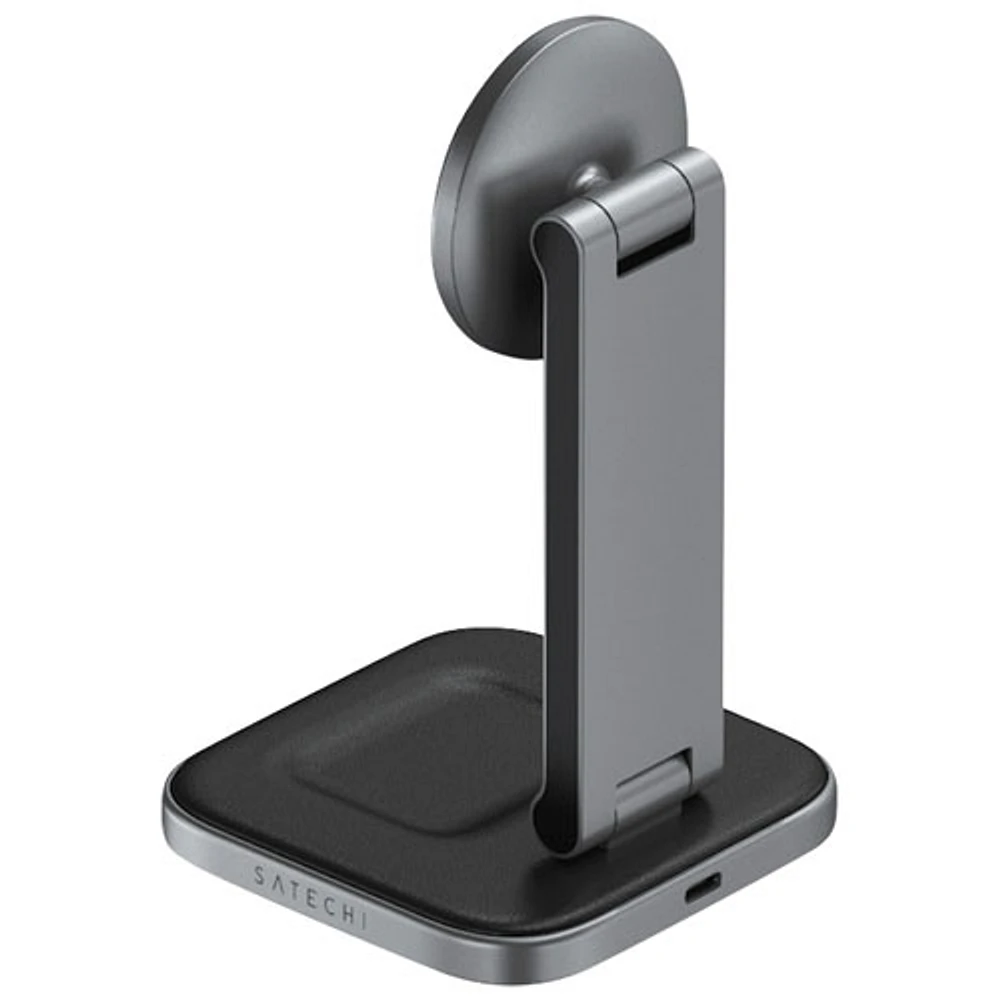 Satechi 2-in-1 Foldable 15W Qi2 Wireless Charging Stand - Space Grey