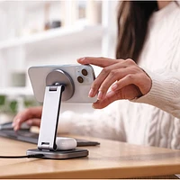 Satechi 2-in-1 Foldable 15W Qi2 Wireless Charging Stand - Space Grey