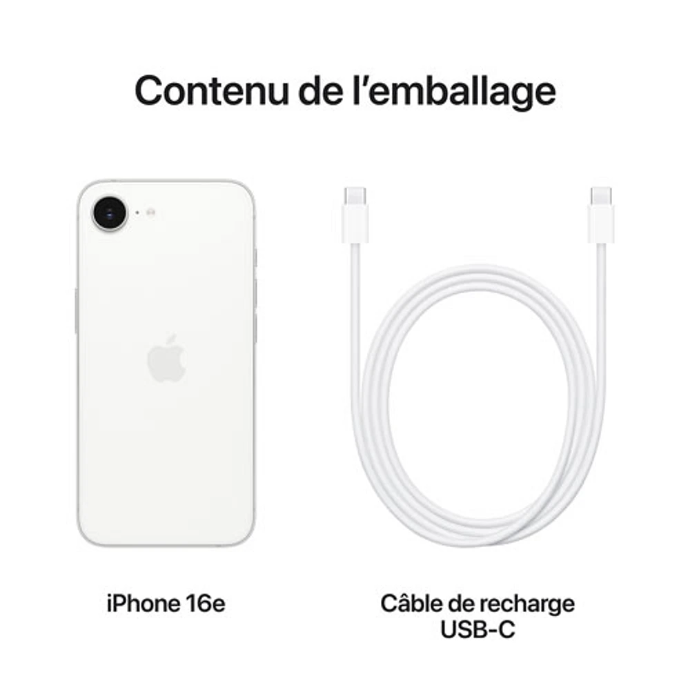 iPhone 16e de 256 Go d'Apple avec Virgin Plus - Blanc - Financement mensuel