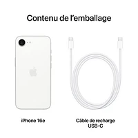 iPhone 16e de 256 Go d'Apple avec Virgin Plus - Blanc - Financement mensuel