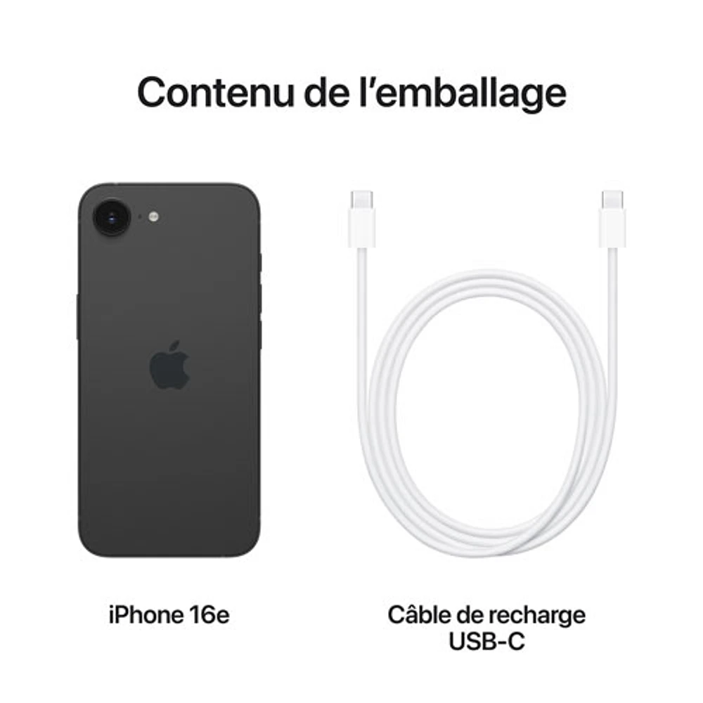 iPhone 16e de 256 Go d'Apple avec TELUS - Noir - Financement mensuel