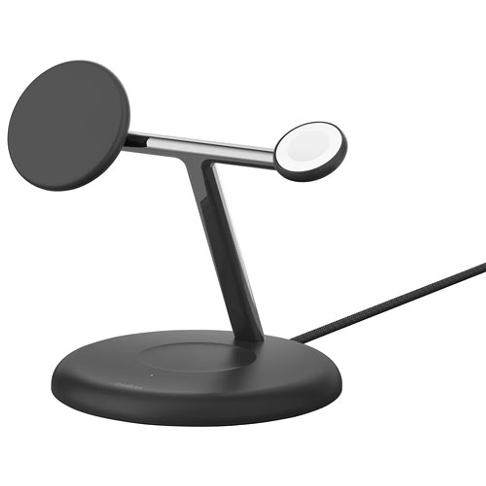Support de chargement magnétique sans fil 3-en-1 Qi2 de 15 W BoostCharge Pro de Belkin - Noir
