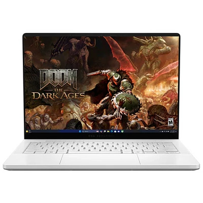 Portable de jeu de 14 po ROG Zephyrus G14 d'ASUS - Blanc platine (Ryzen AI 9 HX 370 d'AMD/RAM 32 Go/SSD 1 To/RTX 5070 Ti)