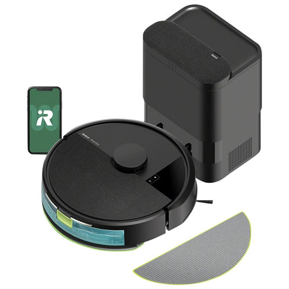 Aspirateur robot à vadrouille connecté Wi-Fi à vidage automatique Roomba 105 Combo d'iRobot - Noir
