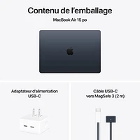 MacBook Air de 15,3 po avec Touch ID d'Apple (2025) - Minuit (M4 d'Apple/RAM 16 Go/SSD Go