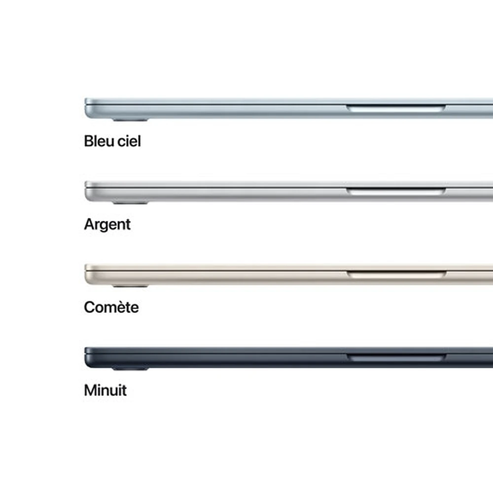 MacBook Air de 15,3 po avec Touch ID d'Apple (2025) - Minuit (M4 d'Apple/RAM 16 Go/SSD Go