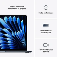 MacBook Air de 15,3 po avec Touch ID d'Apple (2025) - Minuit (M4 d'Apple/RAM 16 Go/SSD Go