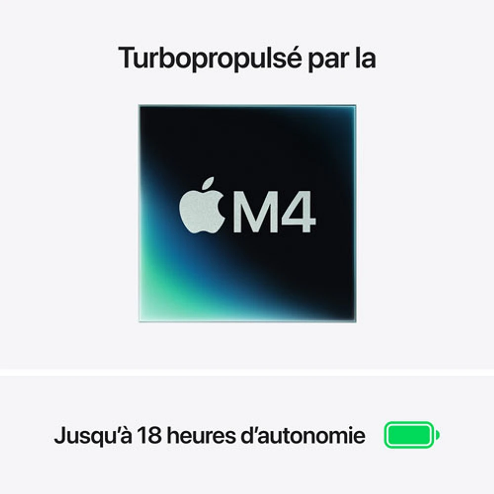 MacBook Air de 15,3 po avec Touch ID d'Apple (2025) - Minuit (M4 d'Apple/RAM 16 Go/SSD Go