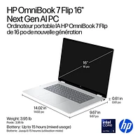 Portable Copilot+ PC 2-en-1 tactile de 16 po OmniBook 7 Flip de HP (Core Ultra 5-226v d'Intel/RAM 16 Go/SSD 512 Go)