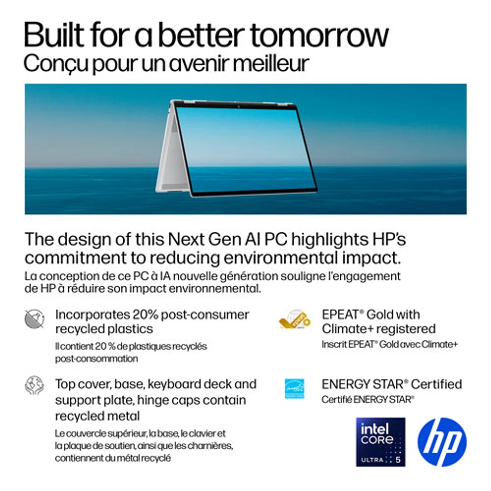 Portable Copilot+ PC 2-en-1 tactile de 16 po OmniBook 7 Flip de HP (Core Ultra 5-226v d'Intel/RAM 16 Go/SSD 512 Go)