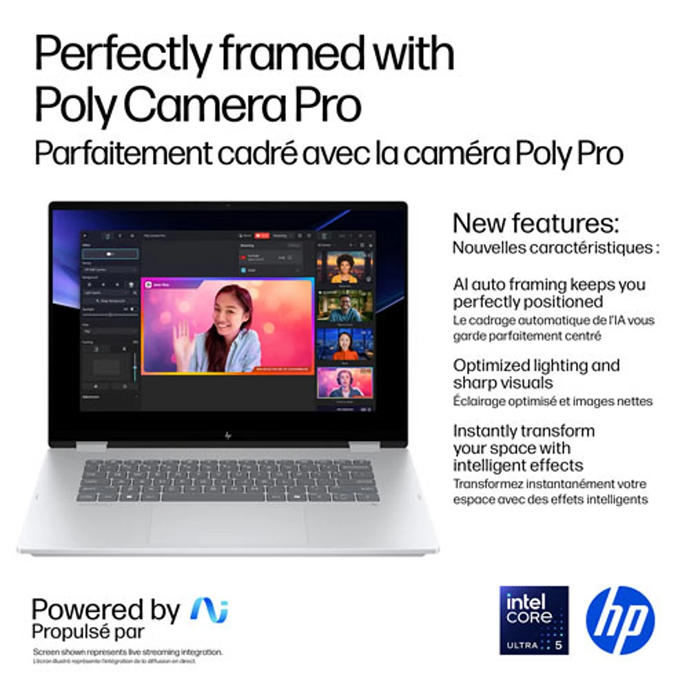 Portable Copilot+ PC 2-en-1 tactile de 16 po OmniBook 7 Flip de HP (Core Ultra 5-226v d'Intel/RAM 16 Go/SSD 512 Go)
