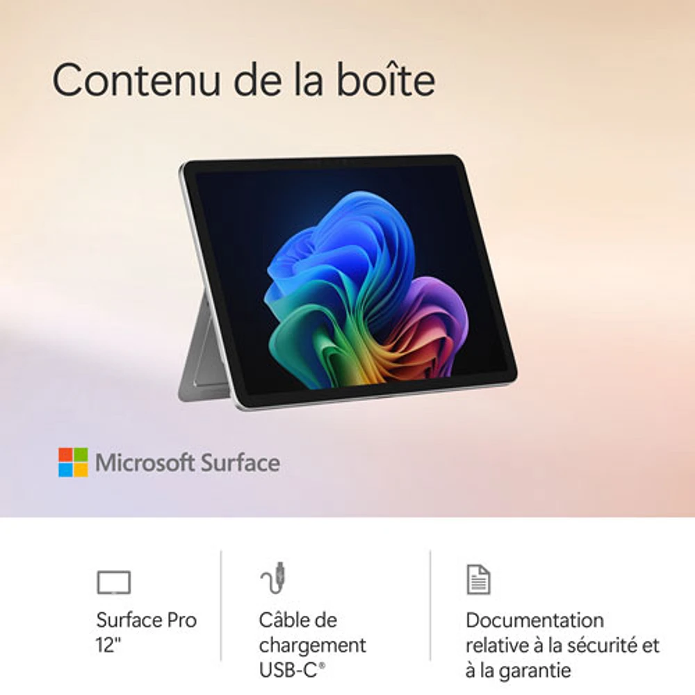 Microsoft Surface Pro (LCD) Copilot+ PC 12" 256GB Tablet with Snapdragon X Plus/16GB RAM (2025) - Platinum - Device Only
