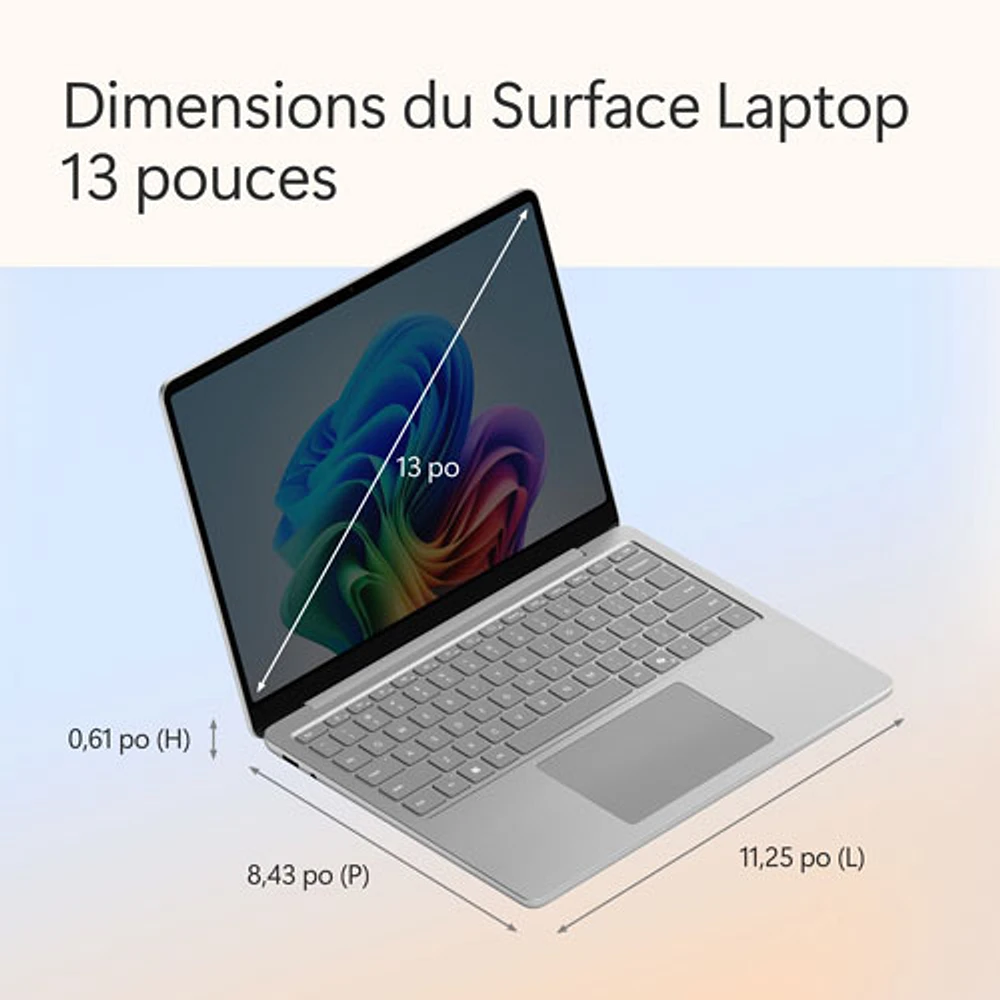 Microsoft Surface Laptop 13" Copilot+ PC Laptop - Platinum (Snapdragon X Plus/16GB RAM/256GB SSD) - Bilingual