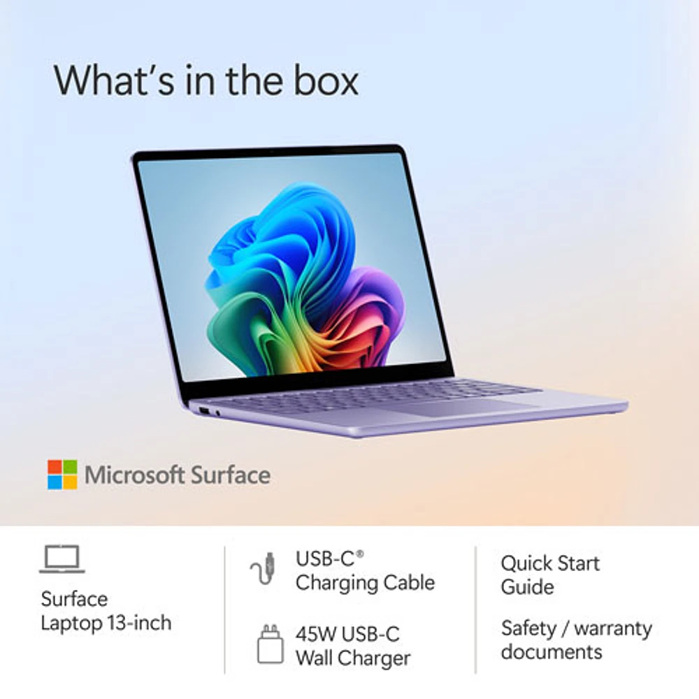 Microsoft Surface Laptop 13" Copilot+ PC Laptop - Violet (Snapdragon X Plus/16GB RAM/512GB UFS) - EN