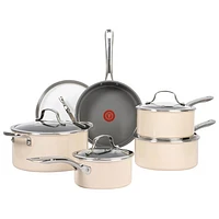 Batterie de cuisine de 10 pièces en céramique Excellence de T-Fal - Gris pâle rosé