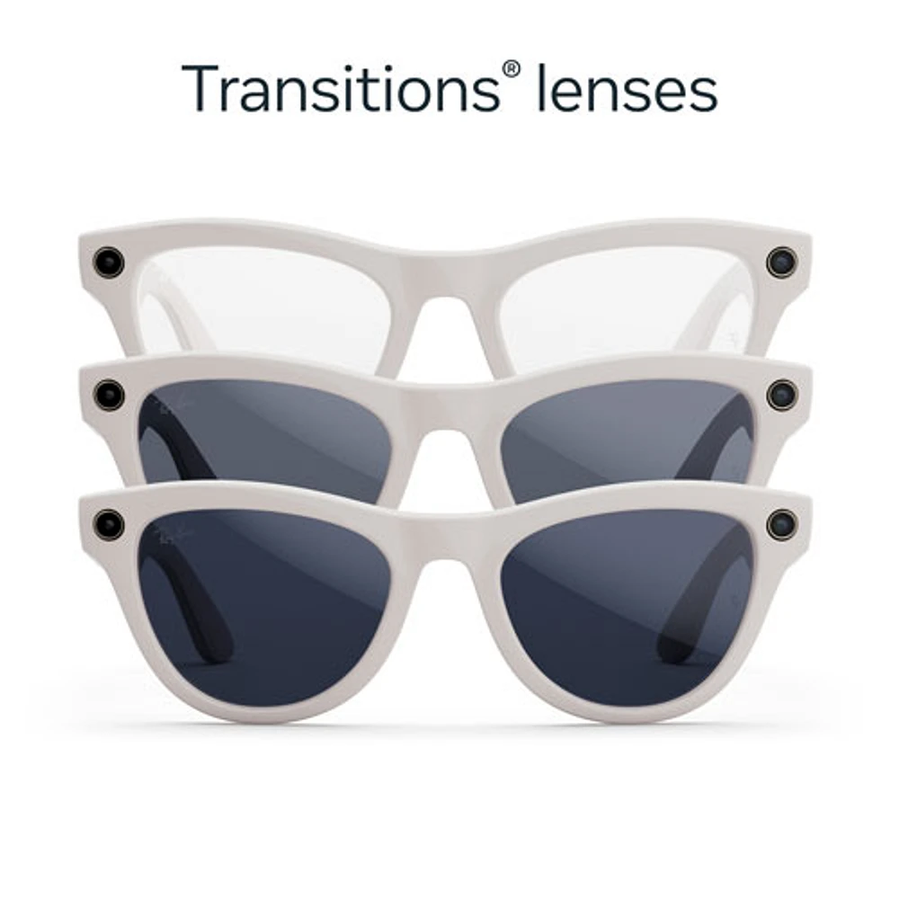 Lunettes Skyler de Ray-Ban | Meta avec IA, photo, vidéo, audio et messagerie - Transitions gris pâle