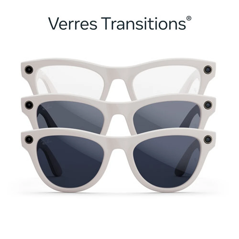 Lunettes Skyler de Ray-Ban | Meta avec IA, photo, vidéo, audio et messagerie - Transitions gris pâle