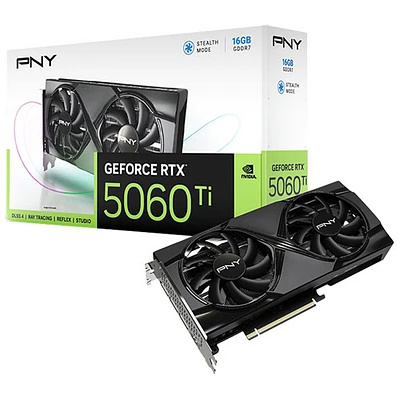 Carte graphique GeForce RTX5060 Ti OC à deux ventilateurs GDDR7 de Go de PNY