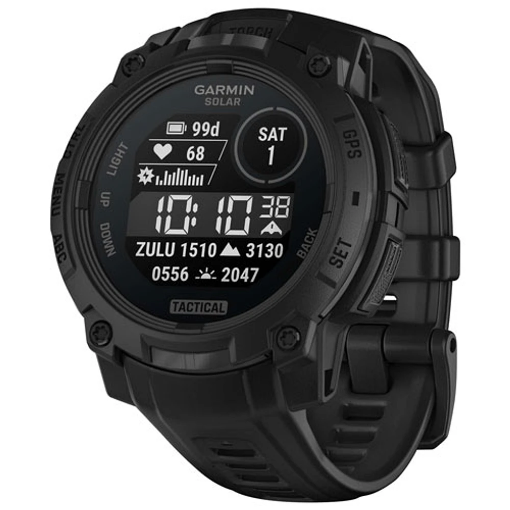 Montre intelligente multisport Bluetooth de 45 mm Instinct 3 édition Solar Tactical de Garmin - Noir