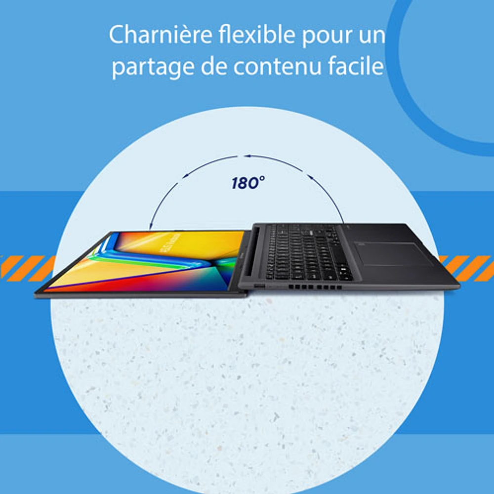 Portable de 16 po VivoBook 16 d'ASUS - Noir (Core i7-13620H d'Intel/RAM 16 Go/SSD 1 To/Windows 11 Famille)