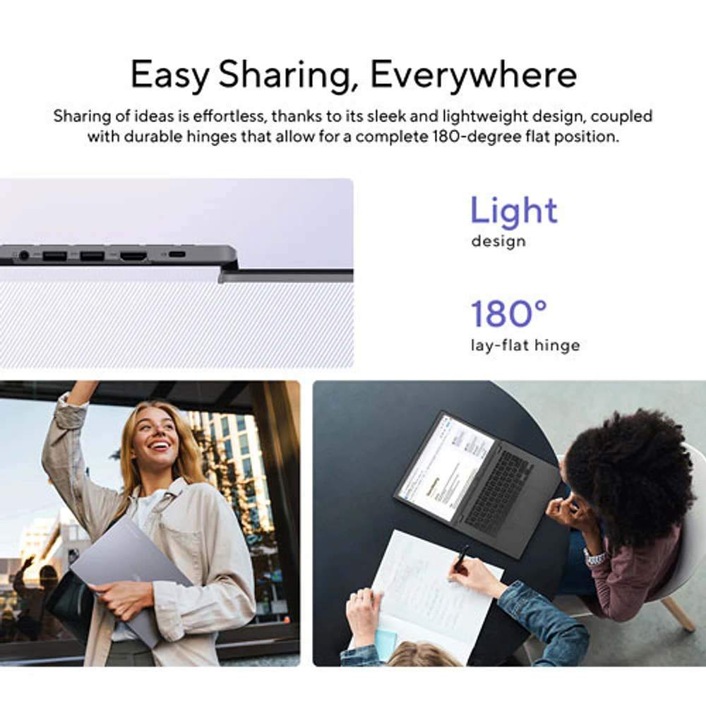 Chromebook Plus à écran tactile de 14 po CX34 d'ASUS - gris rocheux (Core i3-1315U d'Intel/UFS 128G/RAM 8 Go/ChromeOS)
