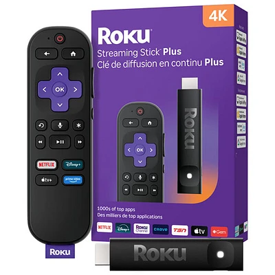 Lecteur multimédia de diffusion en continu Streaming Stick Plus 4K de Roku avec télécommande
