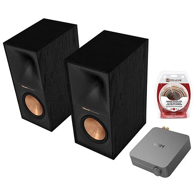 Ensemble de diffusion en continu avec deux haut-parleurs d'étagère 340 W R60M de Klipsch et amplificateur de WiiM - Noir