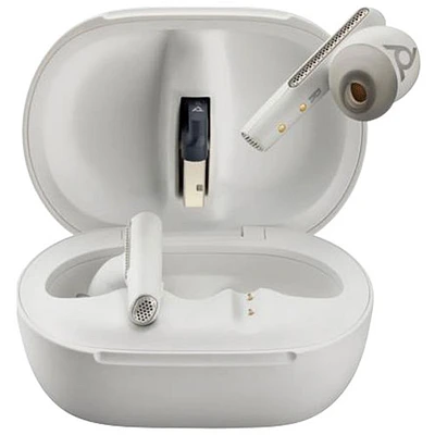 Écouteurs boutons intra-auriculaires 100 % sans fil à suppression du bruit Poly Voyager Free 60+ de HP- Sable blanc